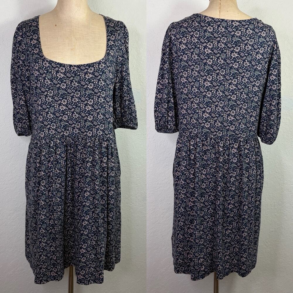 Boden Floral Fit Flare Modest Dress With Pockets Size US 12R, Spring, summer
